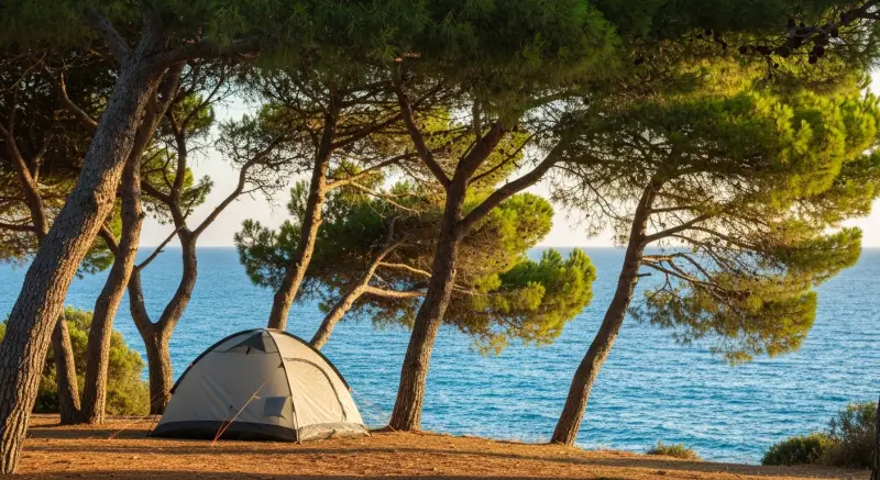 Camping sous les pins pres de la Mediterranee a Antibes