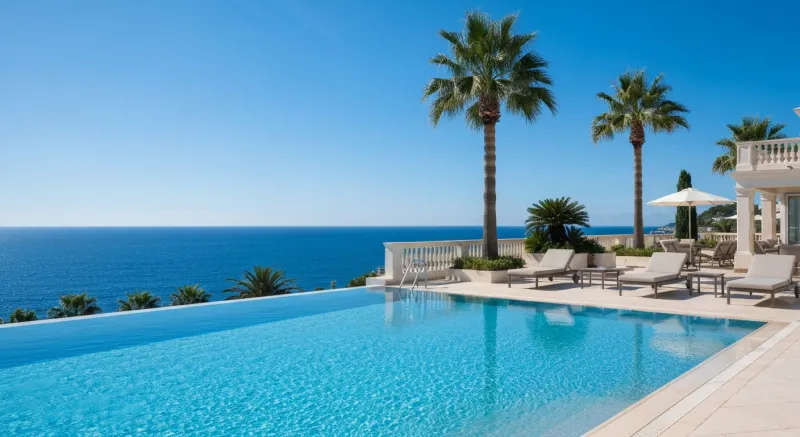Piscine a debordement avec vue mer sur la Cote d'Azur