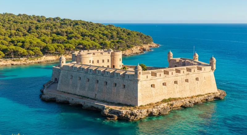 Fort Royal sur l'ile Sainte-Marguerite entouree de pins