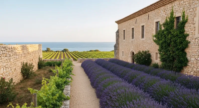 Abbaye de Lerins et vignoble sur l'ile Saint-Honorat
